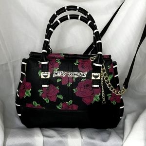 Betsey Johnson Black with Red Roses